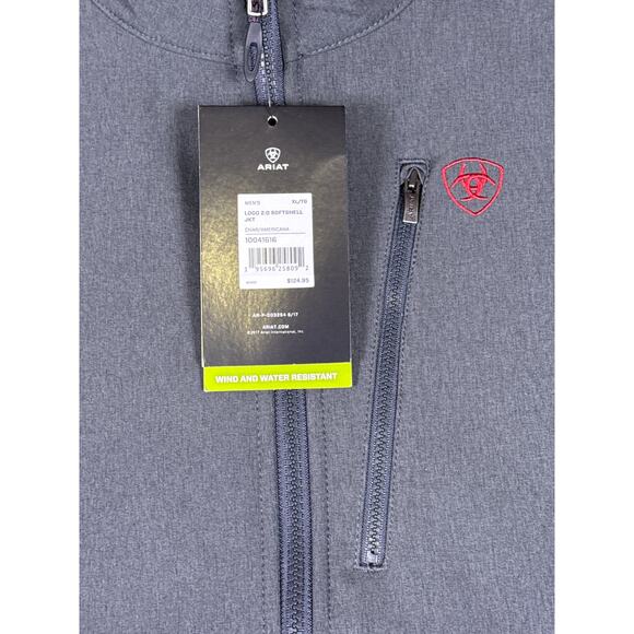 Ariat Logo 2.0 Softshell Jacket Mens Extral Large XL Grey American Flag 10041618 - Picture 6 of 12